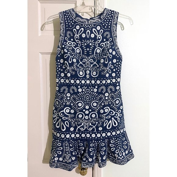 Alice + Olivia Blue and White Mini Dress - Picture 2 of 13